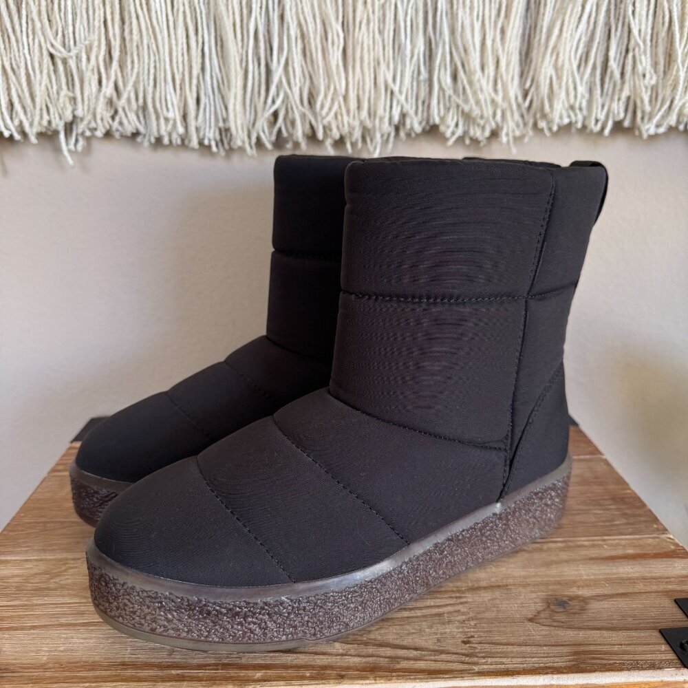Madewell The Toasty Puffer Black Water Resistant Nylon‎ Winter Boots Size 8
